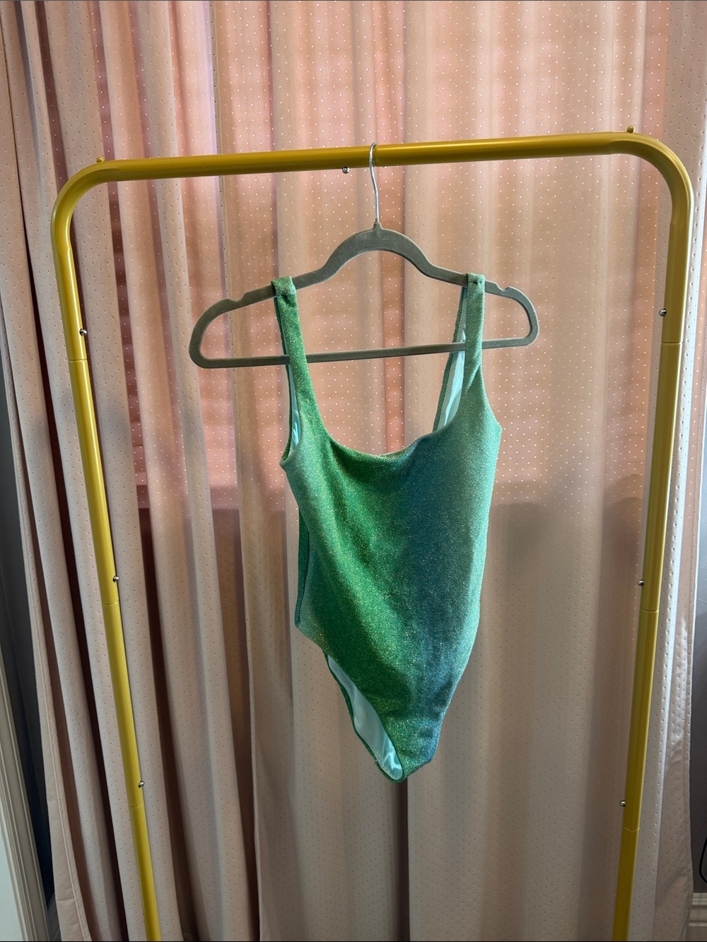 aerie Green Shimmer Scoop One-Piece Swimsuit